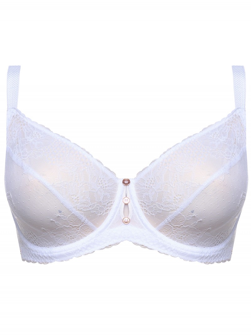 Soutien-gorge à Armatures Sassa Softly Cotton - Floral Blanc, Bonnet Coque, Tailles 90-115 B à E