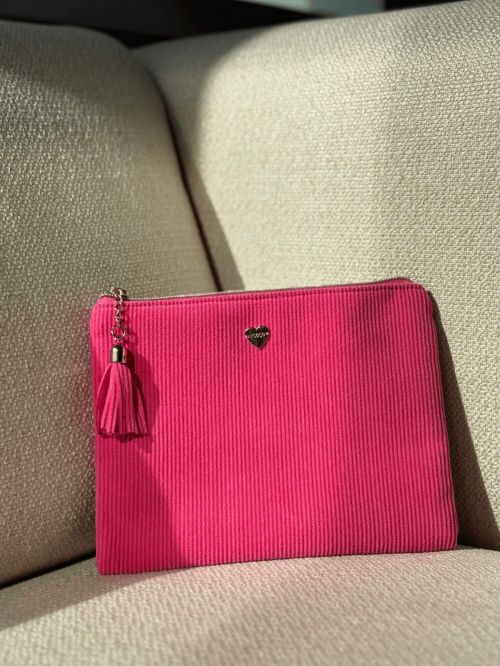 Pink velvet pouch