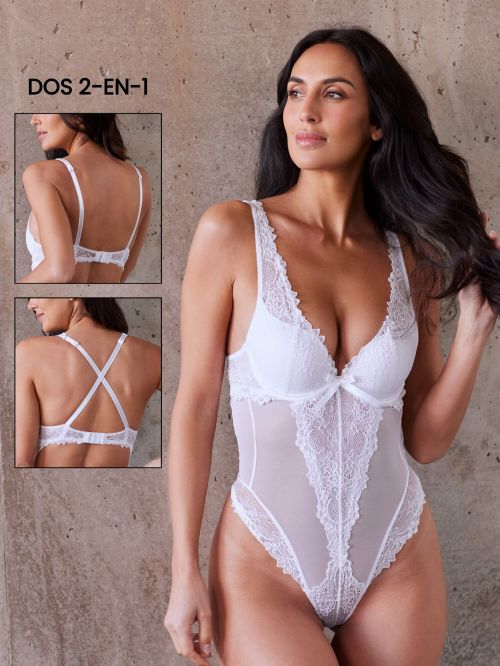 Bodysuit push-up DAHALIA white cups BC