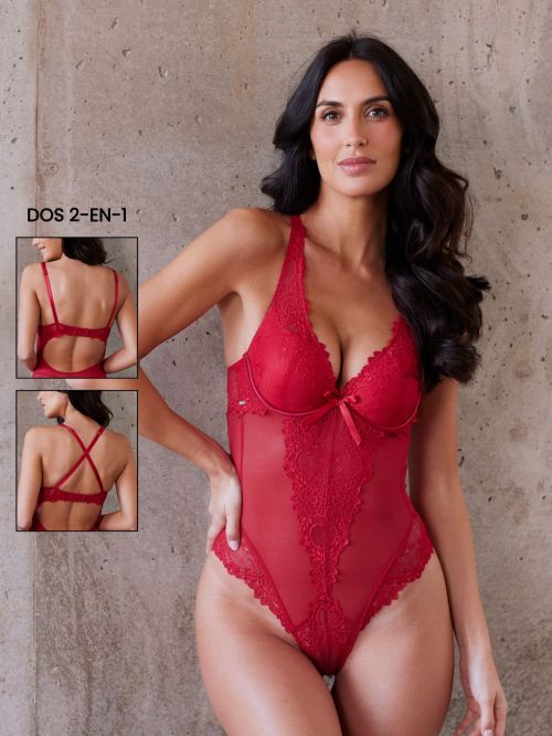 Bodysuit n°3 push-up DAHALIA red BC
