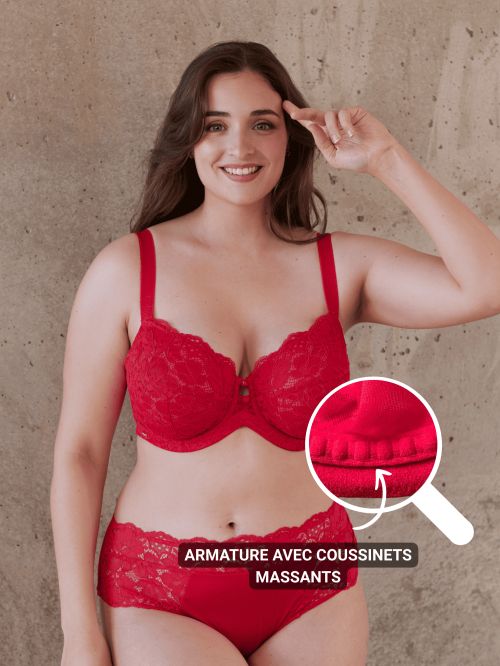 FIDJI Underwired Bra FGHI Cups Red